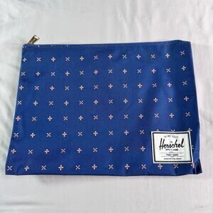 Herschel Supply Co Blue Travel Pouch Clutch Bag 13.5x10 Zip Cosmetic Organizer